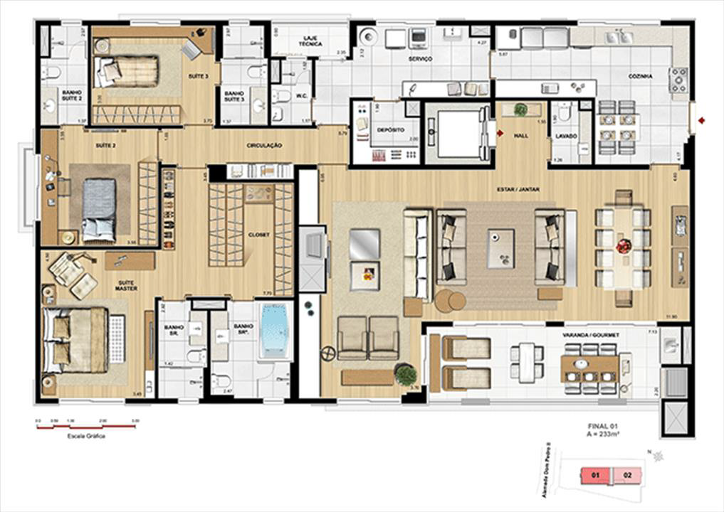 PLANTA TIPO | Dom Batel – Batel - Curitiba - Paraná PLANTA TIPO | Dom Batel – Apartamento no Batel - Curitiba - Paraná