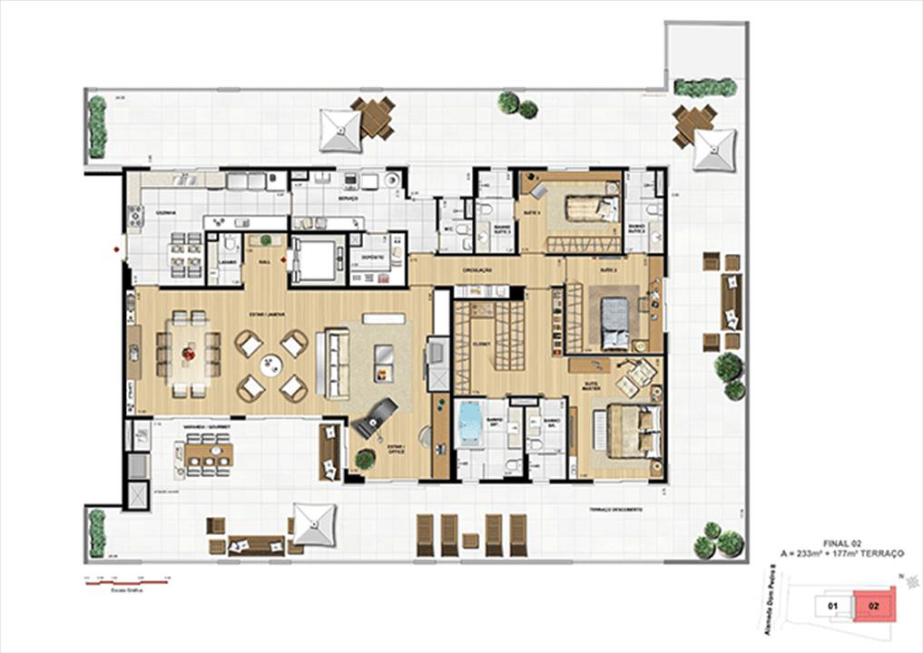 PLANTA TIPO GARDEN | Dom Batel – Batel - Curitiba - Paraná PLANTA TIPO GARDEN | Dom Batel – Apartamento no Batel - Curitiba - Paraná