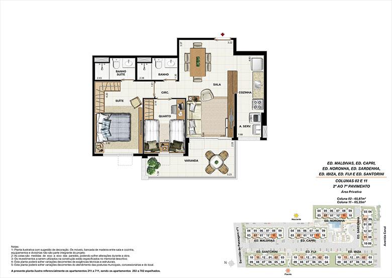 Planta AP11 | Ocean Pontal Residence – Apartamento no  Recreio dos Bandeirantes - Rio de Janeiro - Rio de Janeiro