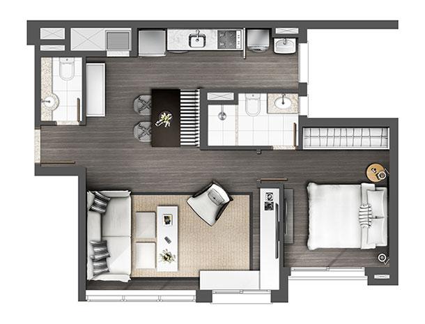 Apartamento 1D 60m² Living estendido | Axis - Home – Apartamento no  Altos de Petrópolis - Porto Alegre - Rio Grande do Sul