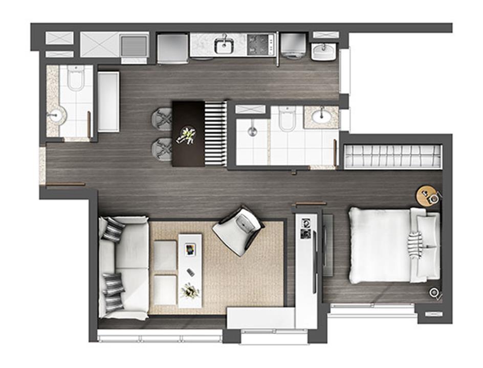 Apartamento 1D 60m² Living estendido | Axis - Home – Altos de Petrópolis - Porto Alegre - Rio Grande do Sul Apartamento 1D 60m² Living estendido | Axis - Home – Apartamento no Altos de Petrópolis - Porto Alegre - Rio Grande do Sul