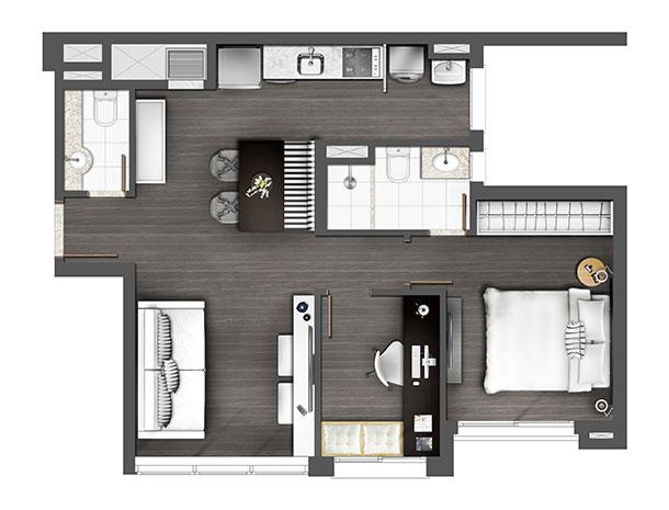Apartamento 60m² 1D | Axis - Home – Apartamento no  Altos de Petrópolis - Porto Alegre - Rio Grande do Sul