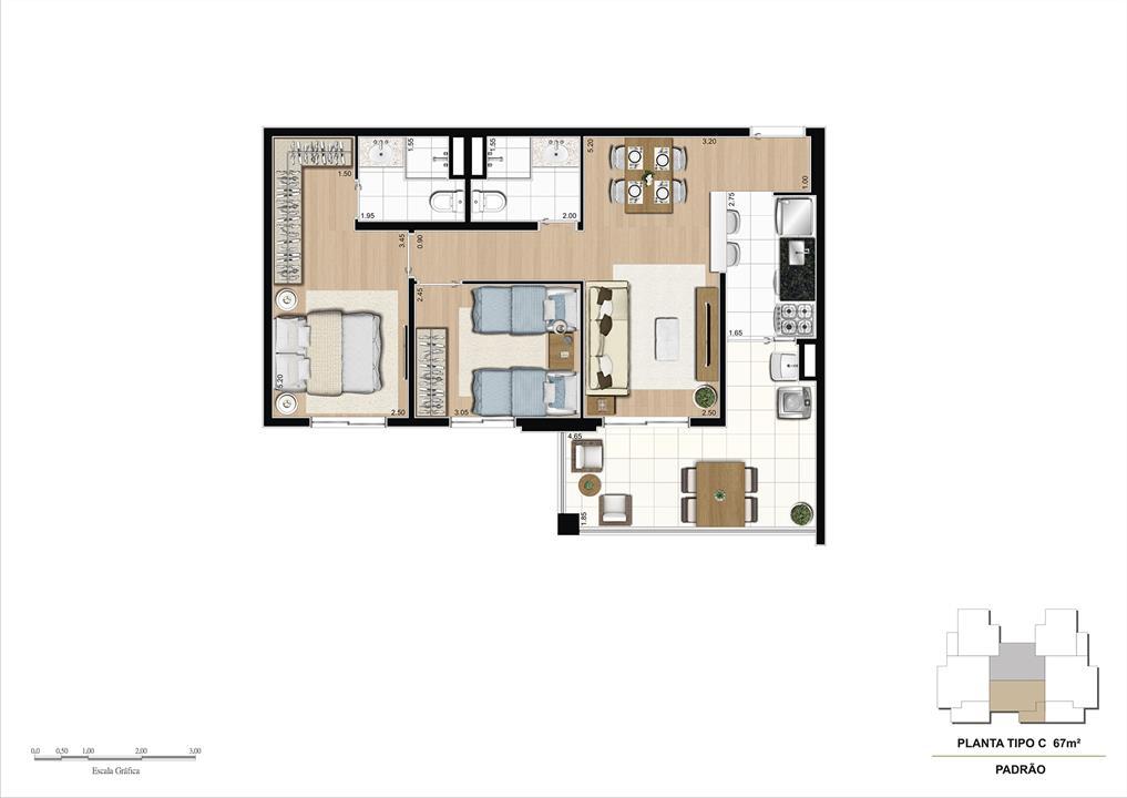 PLANTA TIPO C 67m² PADRÃO | Varanda Tatuapé by Cyrela – Tatuapé - São Paulo - São Paulo PLANTA TIPO C 67m² PADRÃO | Varanda Tatuapé by Cyrela – Apartamento no Tatuapé - São Paulo - São Paulo
