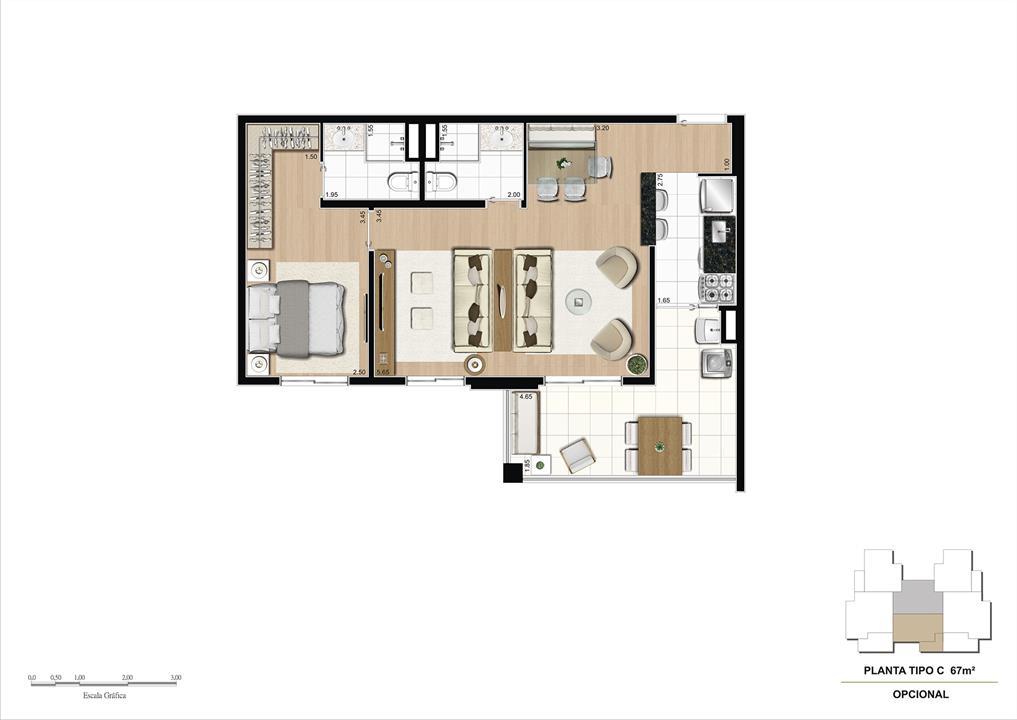 PLANTA TIPO C 67m² OPCIONAL | Varanda Tatuapé by Cyrela – Tatuapé - São Paulo - São Paulo PLANTA TIPO C 67m² OPCIONAL | Varanda Tatuapé by Cyrela – Apartamento no Tatuapé - São Paulo - São Paulo