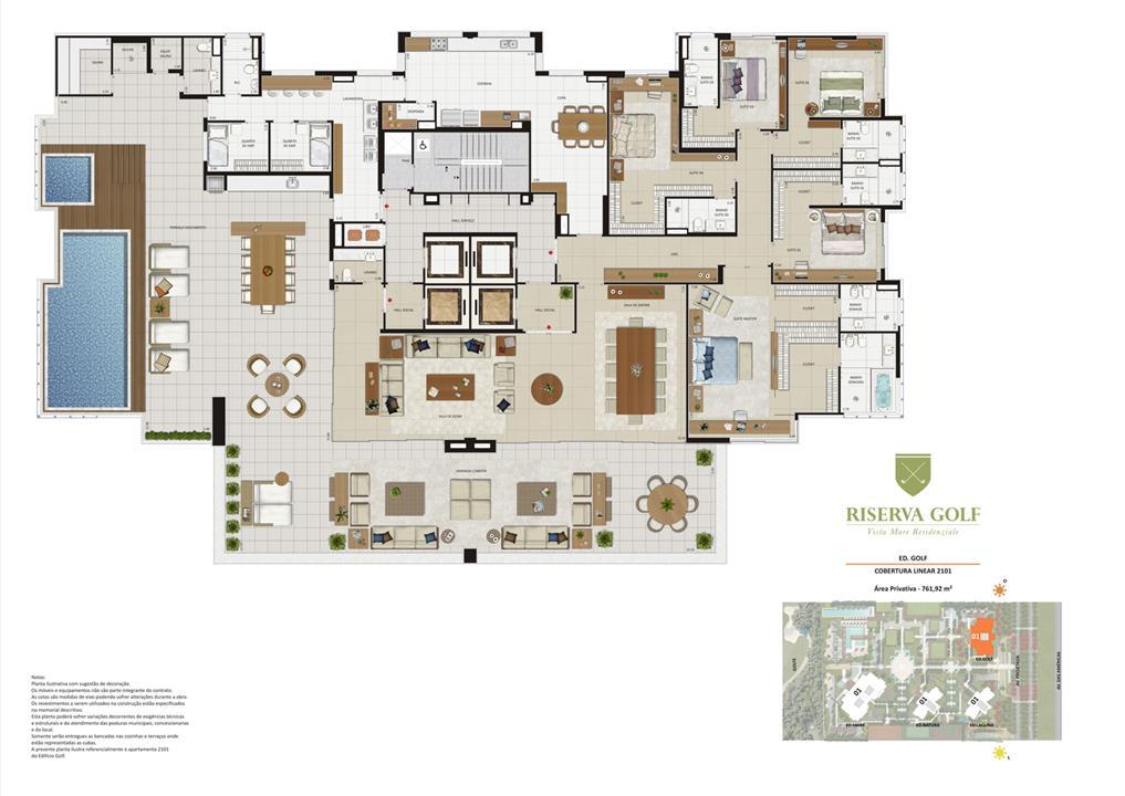 Edifício Golf - Coluna 1 Cobertura linear de 761,92 m² com 5 suítes | Riserva Golf Vista Mare Residenziale – Barra da Tijuca - Rio de Janeiro - Rio de Janeiro Edifício Golf - Coluna 1 Cobertura linear de 761,92 m² com 5 suítes | Riserva Golf Vista Mare Residenziale – Apartamento na Barra da Tijuca - Rio de Janeiro - Rio de Janeiro