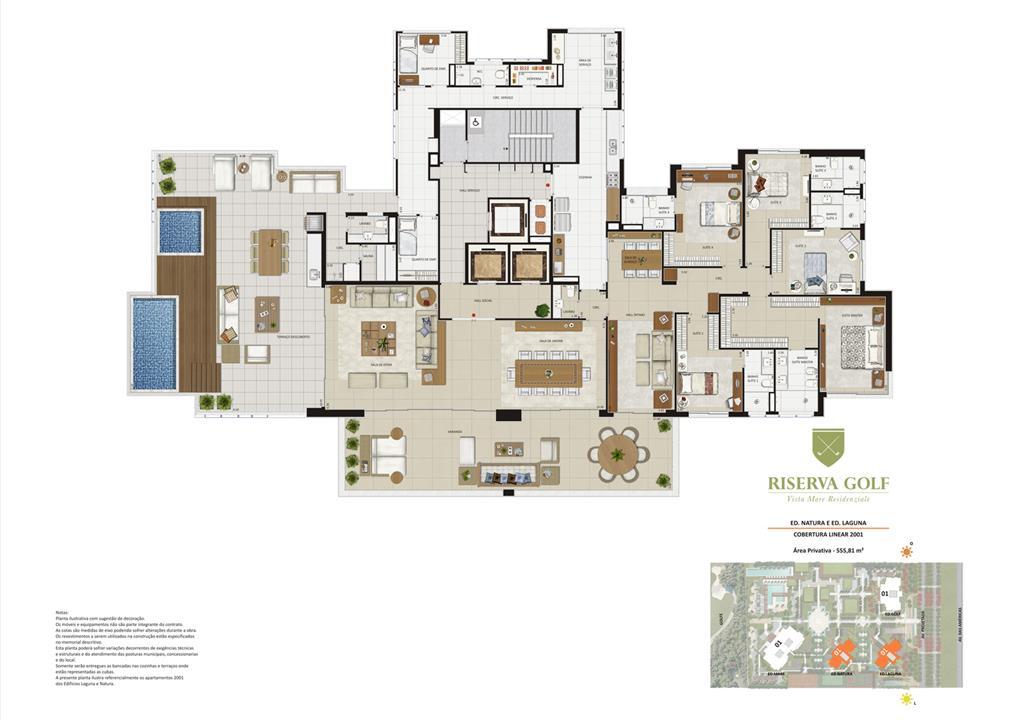 Edifícios Laguna e Natura - Coluna 1 Coberturas lineares de 555,81 m² com 5 suítes | Riserva Golf Vista Mare Residenziale – Barra da Tijuca - Rio de Janeiro - Rio de Janeiro Edifícios Laguna e Natura - Coluna 1 Coberturas lineares de 555,81 m² com 5 suítes | Riserva Golf Vista Mare Residenziale – Apartamento na Barra da Tijuca - Rio de Janeiro - Rio de Janeiro