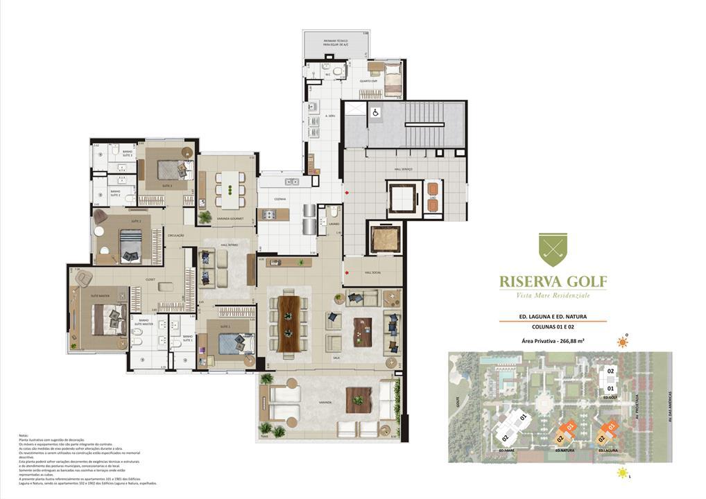 Edifícios Laguna e Natura - Colunas 1 e 2 Apartamentos de 266,88m² com 4 suítes | Riserva Golf Vista Mare Residenziale – Barra da Tijuca - Rio de Janeiro - Rio de Janeiro Edifícios Laguna e Natura - Colunas 1 e 2 Apartamentos de 266,88m² com 4 suítes | Riserva Golf Vista Mare Residenziale – Apartamento na Barra da Tijuca - Rio de Janeiro - Rio de Janeiro