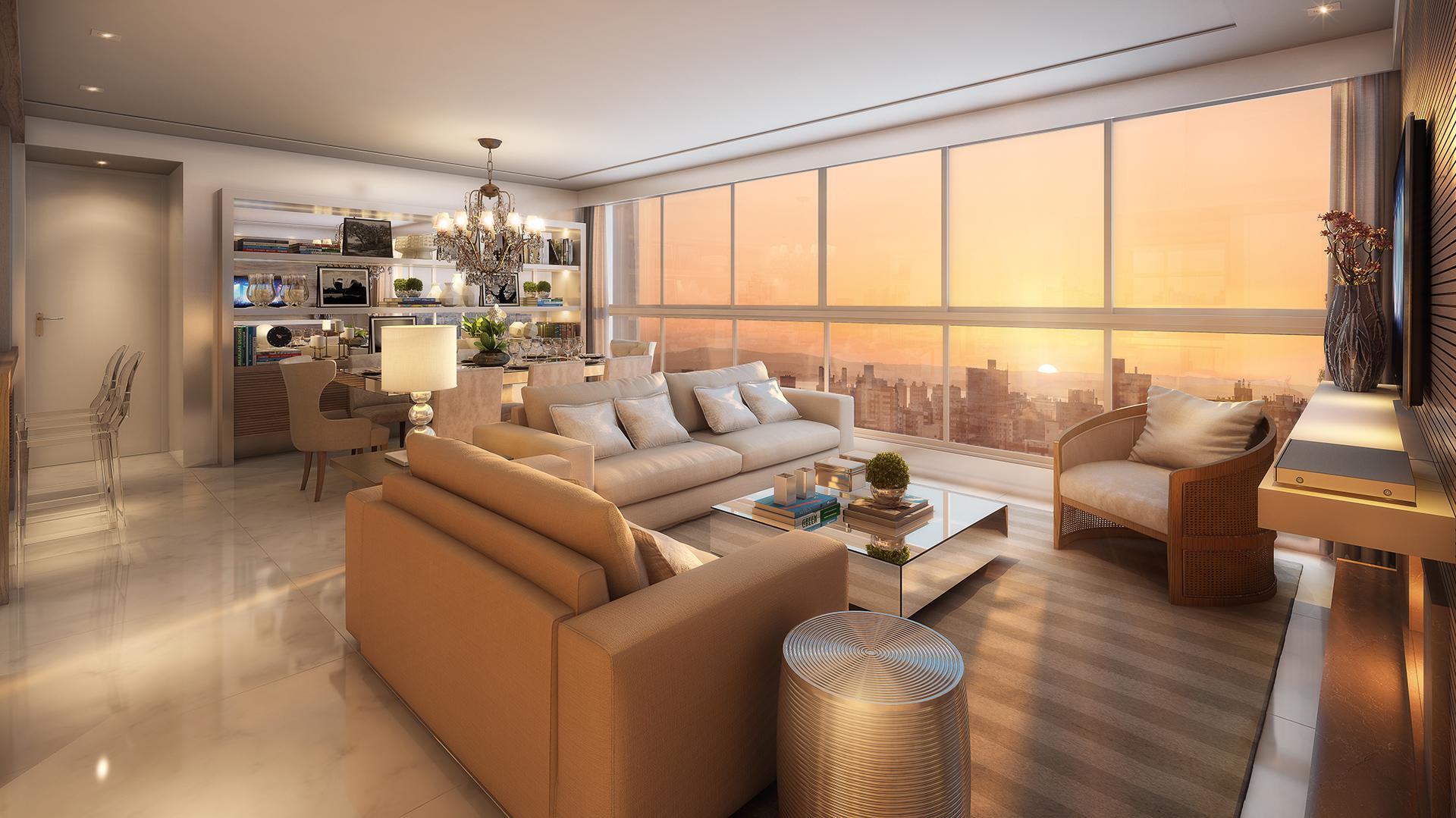 Sala de Estar | Porto Alegre Incomparável – Apartamento	no  Altos de Petrópolis - Porto Alegre - Rio Grande do Sul