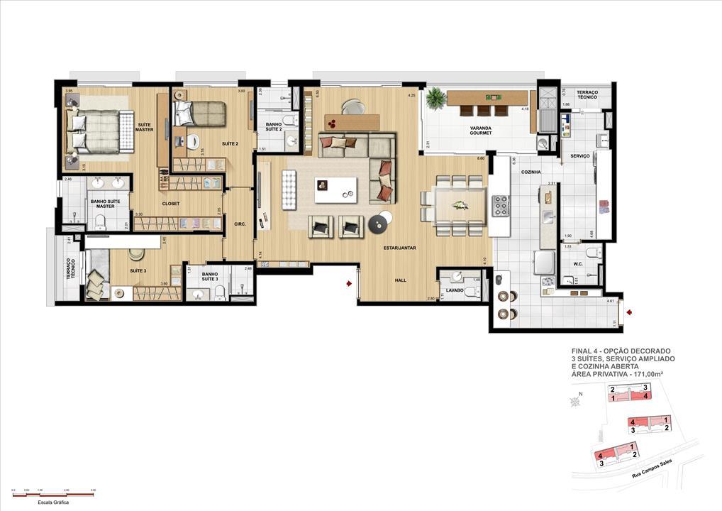 PLANTA OPÇÃO DECORADO - 3 SUÍTES - 171 M² PRIVATIVOS COM ATÉ 329 M² DE ÁREA TOTAL | Grand Vert – Juvevê - Curitiba - Paraná PLANTA OPÇÃO DECORADO - 3 SUÍTES - 171 M² PRIVATIVOS COM ATÉ 329 M² DE ÁREA TOTAL | Grand Vert – Apartamento no Juvevê - Curitiba - Paraná