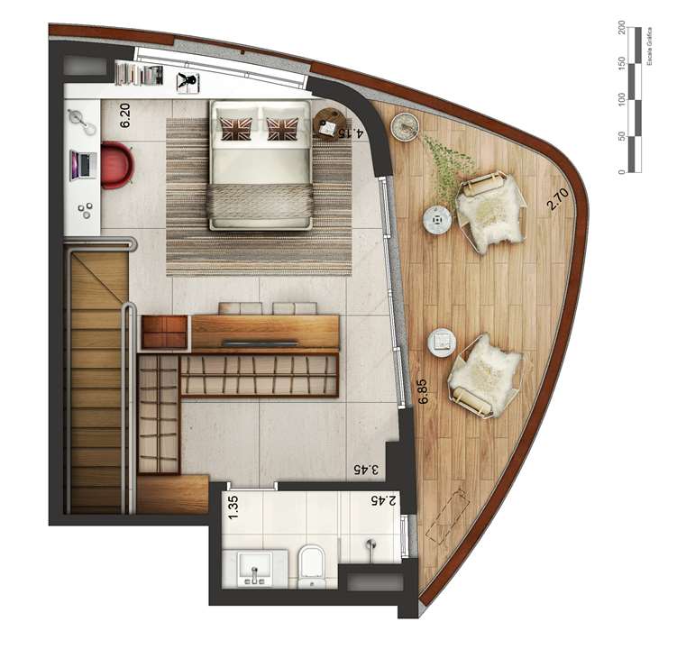 Apartamento tipo 1 - Duplex superior P2 | Cyrela by Pininfarina – Vila Olímpia - São Paulo - São Paulo Apartamento tipo 1 - Duplex superior P2 | Cyrela by Pininfarina – Apartamento na Vila Olímpia - São Paulo - São Paulo