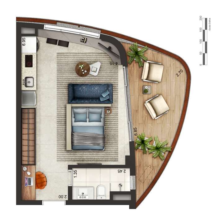 Apartamento tipo 1 - layout B P4 | Cyrela by Pininfarina – Vila Olímpia - São Paulo - São Paulo Apartamento tipo 1 - layout B P4 | Cyrela by Pininfarina – Apartamento na Vila Olímpia - São Paulo - São Paulo