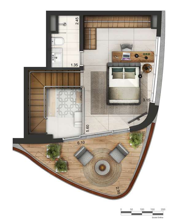 Apartamento tipo 2 - Duplex superior P2 | Cyrela by Pininfarina – Vila Olímpia - São Paulo - São Paulo Apartamento tipo 2 - Duplex superior P2 | Cyrela by Pininfarina – Apartamento na Vila Olímpia - São Paulo - São Paulo