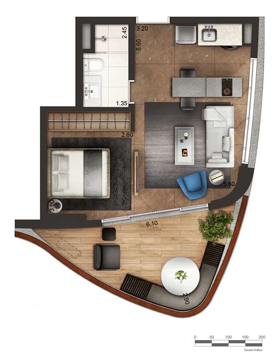 Apartamento tipo 2 - layout A P3 | Cyrela by Pininfarina – Vila Olímpia - São Paulo - São Paulo Apartamento tipo 2 - layout A P3 | Cyrela by Pininfarina – Apartamento na Vila Olímpia - São Paulo - São Paulo