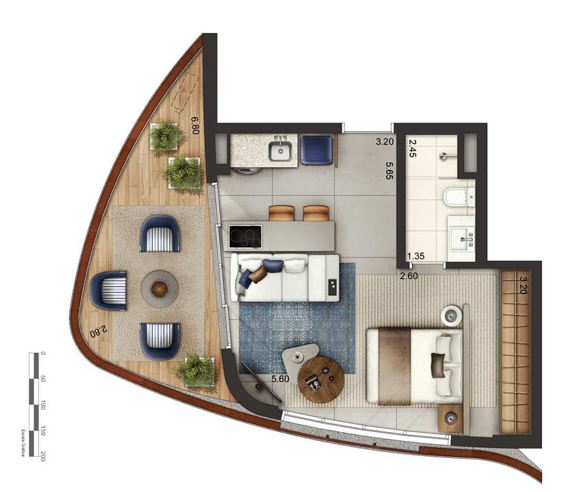 Apartamento tipo 3 - layout A P3 | Cyrela by Pininfarina – Vila Olímpia - São Paulo - São Paulo Apartamento tipo 3 - layout A P3 | Cyrela by Pininfarina – Apartamento na Vila Olímpia - São Paulo - São Paulo