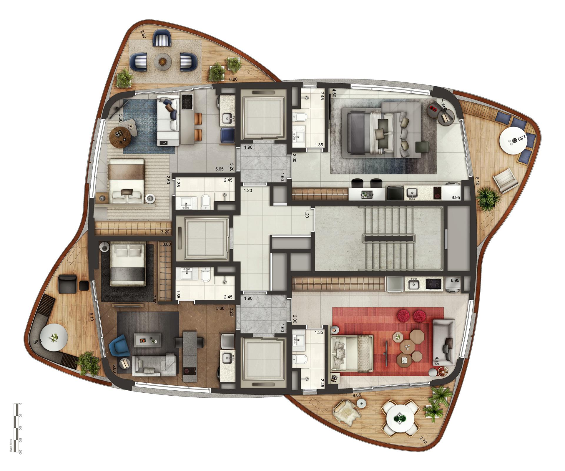 Perspectiva Ilustrada Do Pavimento Tipo | Cyrela by Pininfarina – Apartamento na  Vila Olímpia - São Paulo - São Paulo