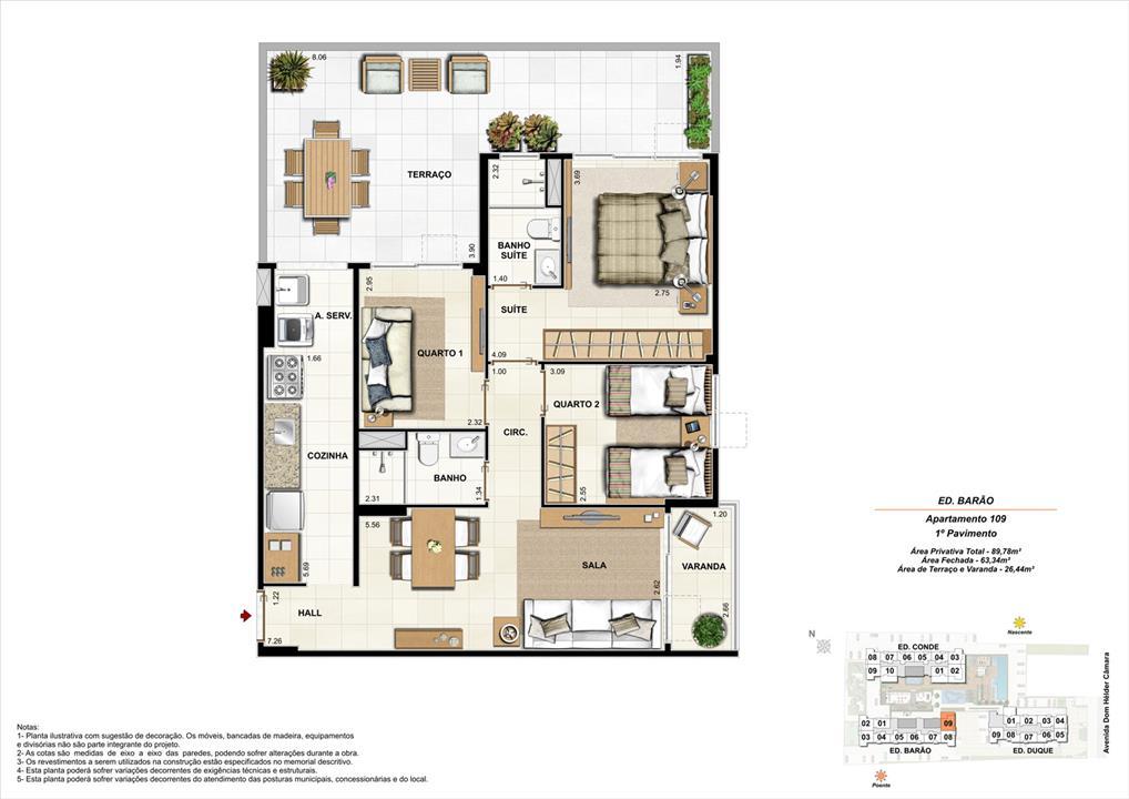 Ed. Barão 1º pavimento Apartamento 109 de 89,78m2 com 01 suíte | Nobre Norte Clube Residencial – Grande Méier - Rio de Janeiro - Rio de Janeiro Ed. Barão 1º pavimento Apartamento 109 de 89,78m2 com 01 suíte | Nobre Norte Clube Residencial – Apartamento no Grande Méier - Rio de Janeiro - Rio de Janeiro