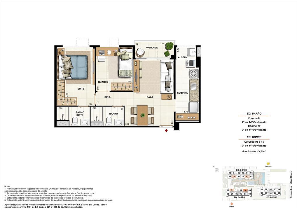 Ed. Barão e Ed. Conde Coluna 1 e 10 Apartamento de 54,82m2 com 01 suíte | Nobre Norte Clube Residencial – Grande Méier - Rio de Janeiro - Rio de Janeiro Ed. Barão e Ed. Conde Coluna 1 e 10 Apartamento de 54,82m2 com 01 suíte | Nobre Norte Clube Residencial – Apartamento no Grande Méier - Rio de Janeiro - Rio de Janeiro