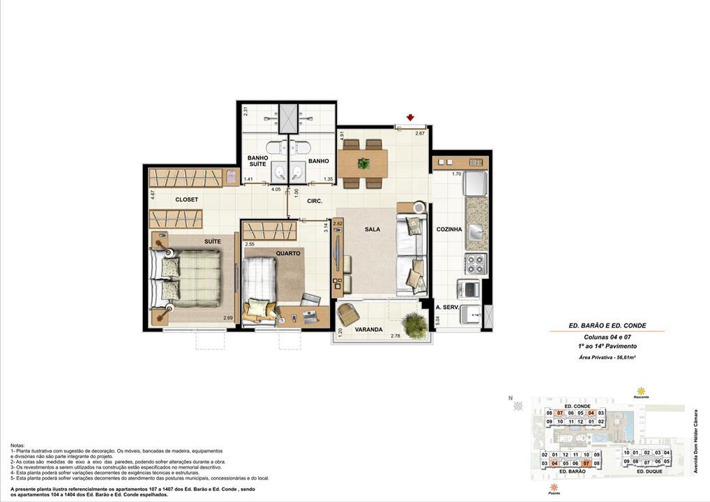 Ed. Barão e Ed. Conde Coluna 4 e 7 Apartamento de 56,61m2 com 01 suíte | Nobre Norte Clube Residencial – Grande Méier - Rio de Janeiro - Rio de Janeiro Ed. Barão e Ed. Conde Coluna 4 e 7 Apartamento de 56,61m2 com 01 suíte | Nobre Norte Clube Residencial – Apartamento no Grande Méier - Rio de Janeiro - Rio de Janeiro