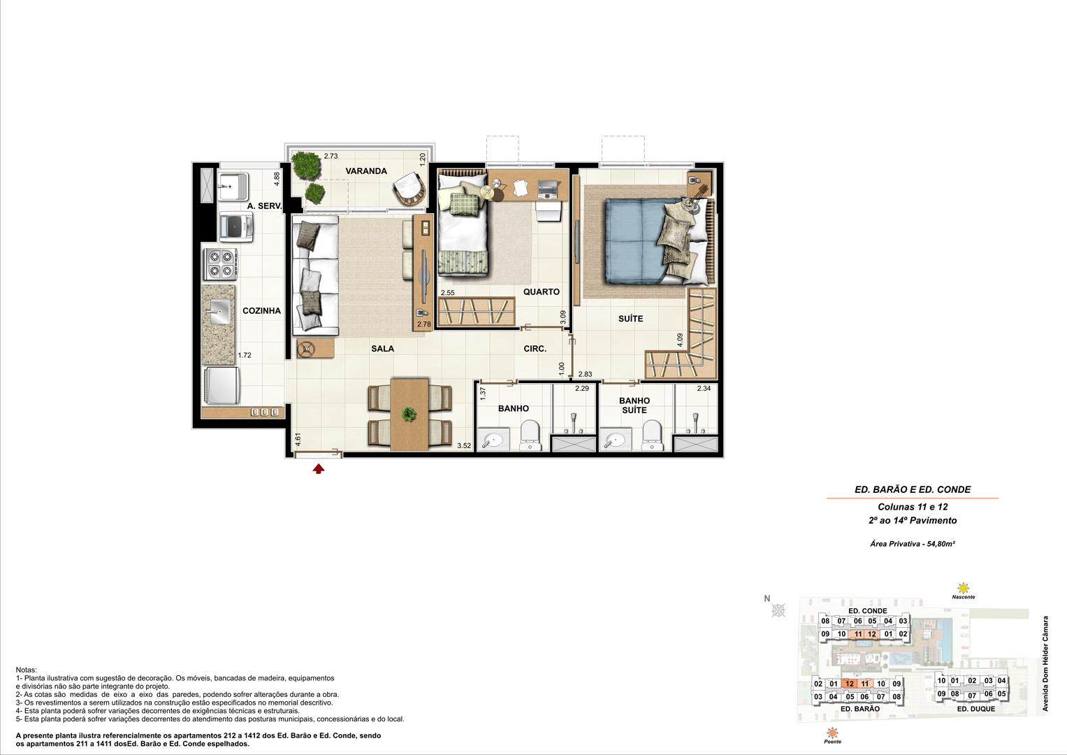 Ed. Barão e Ed. Conde   Coluna 11 e 12   Apartamento de 54,80m2 com 01 suíte | Nobre Norte Clube Residencial – Apartamento no  Grande Méier - Rio de Janeiro - Rio de Janeiro
