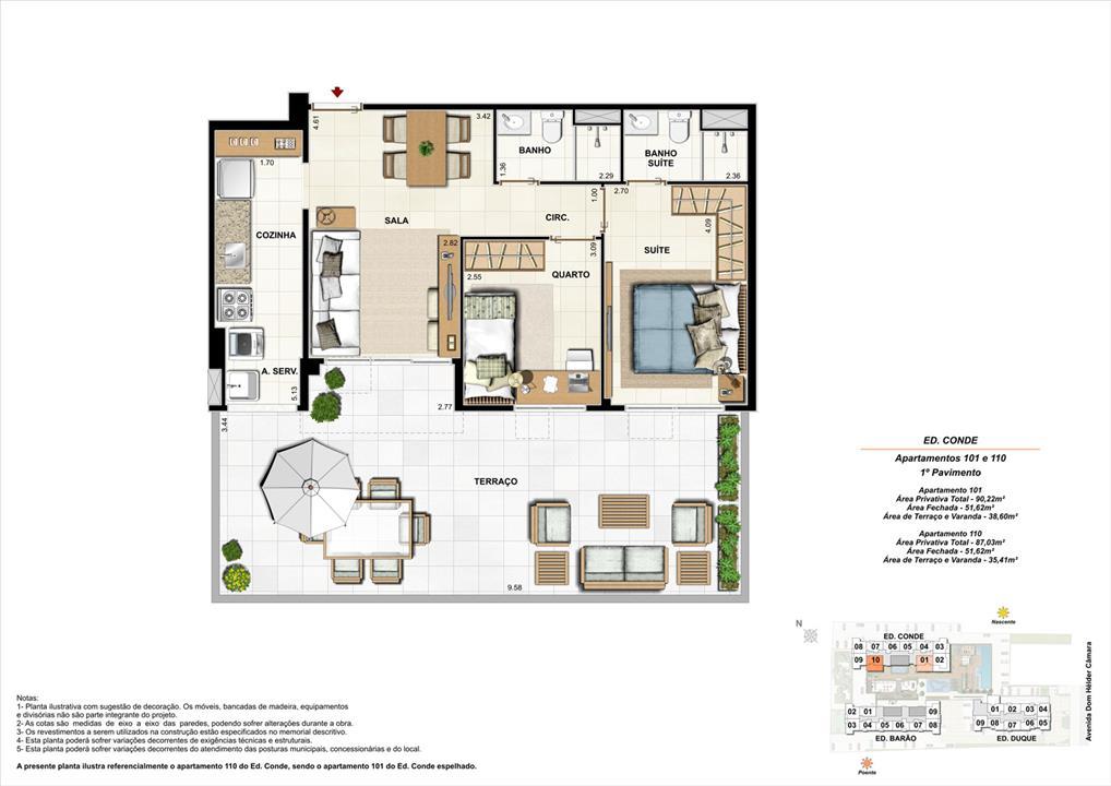 Ed. Conde 1º pavimento Apartamento 101 e 110 de 87,03m2 com 01 suíte | Nobre Norte Clube Residencial – Grande Méier - Rio de Janeiro - Rio de Janeiro Ed. Conde 1º pavimento Apartamento 101 e 110 de 87,03m2 com 01 suíte | Nobre Norte Clube Residencial – Apartamento no Grande Méier - Rio de Janeiro - Rio de Janeiro