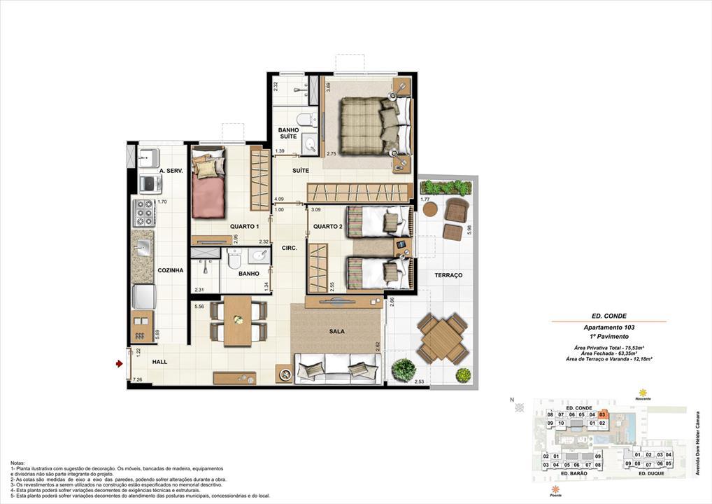 Ed. Conde 1º pavimento Apartamento 103 de 75,53m2 com 01 suíte | Nobre Norte Clube Residencial – Grande Méier - Rio de Janeiro - Rio de Janeiro Ed. Conde 1º pavimento Apartamento 103 de 75,53m2 com 01 suíte | Nobre Norte Clube Residencial – Apartamento no Grande Méier - Rio de Janeiro - Rio de Janeiro