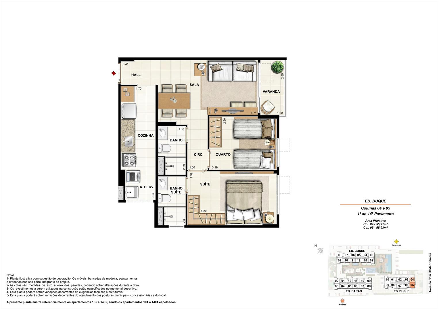Ed. Duque   Coluna 4 e 5   Apartamento de 55,91m2 com 01 suíte | Nobre Norte Clube Residencial – Apartamento no  Grande Méier - Rio de Janeiro - Rio de Janeiro