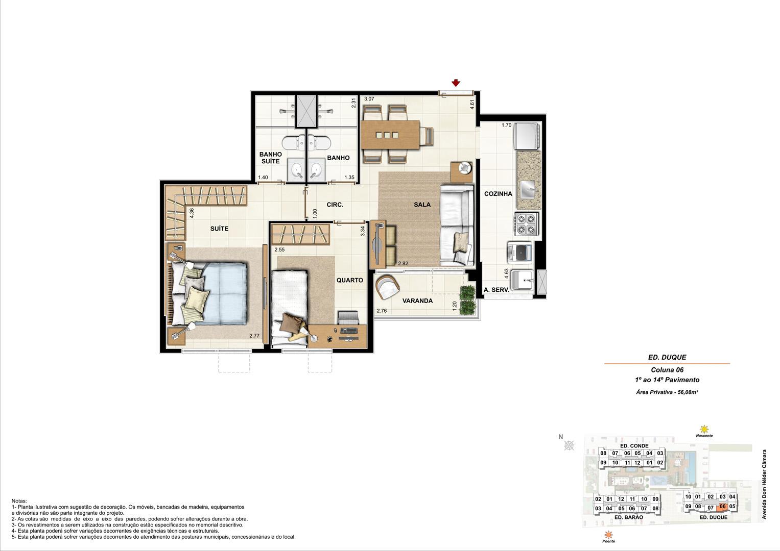 Ed. Duque   Coluna 6   Apartamento de 56,08m2 com 01 suíte | Nobre Norte Clube Residencial – Apartamento no  Grande Méier - Rio de Janeiro - Rio de Janeiro