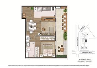 Planta tipo Final 1 48,08m² | Vibe República – Apartamento no  Centro - República - São Paulo - São Paulo