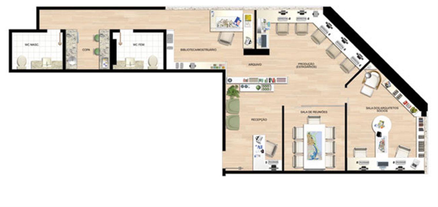 Planta 91,15 m² | América Centro Empresarial – Mata da Praia - Vitória - Espírito Santo Planta 91,15 m² | América Centro Empresarial – Salas Comerciais na Mata da Praia - Vitória - Espírito Santo