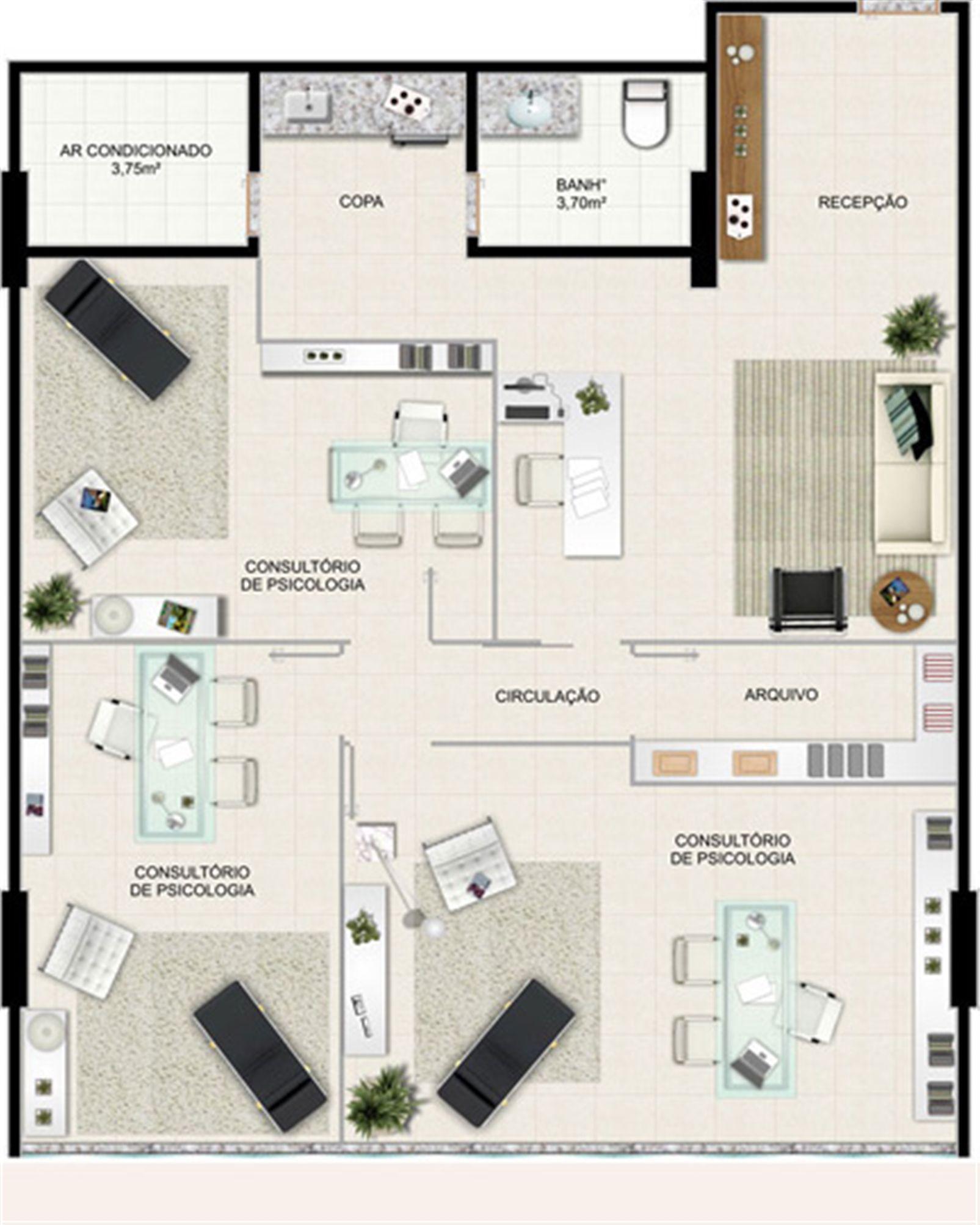 Planta 105,97 m² | América Centro Empresarial – Mata da Praia - Vitória - Espírito Santo Planta 105,97 m² | América Centro Empresarial – Salas Comerciais na Mata da Praia - Vitória - Espírito Santo