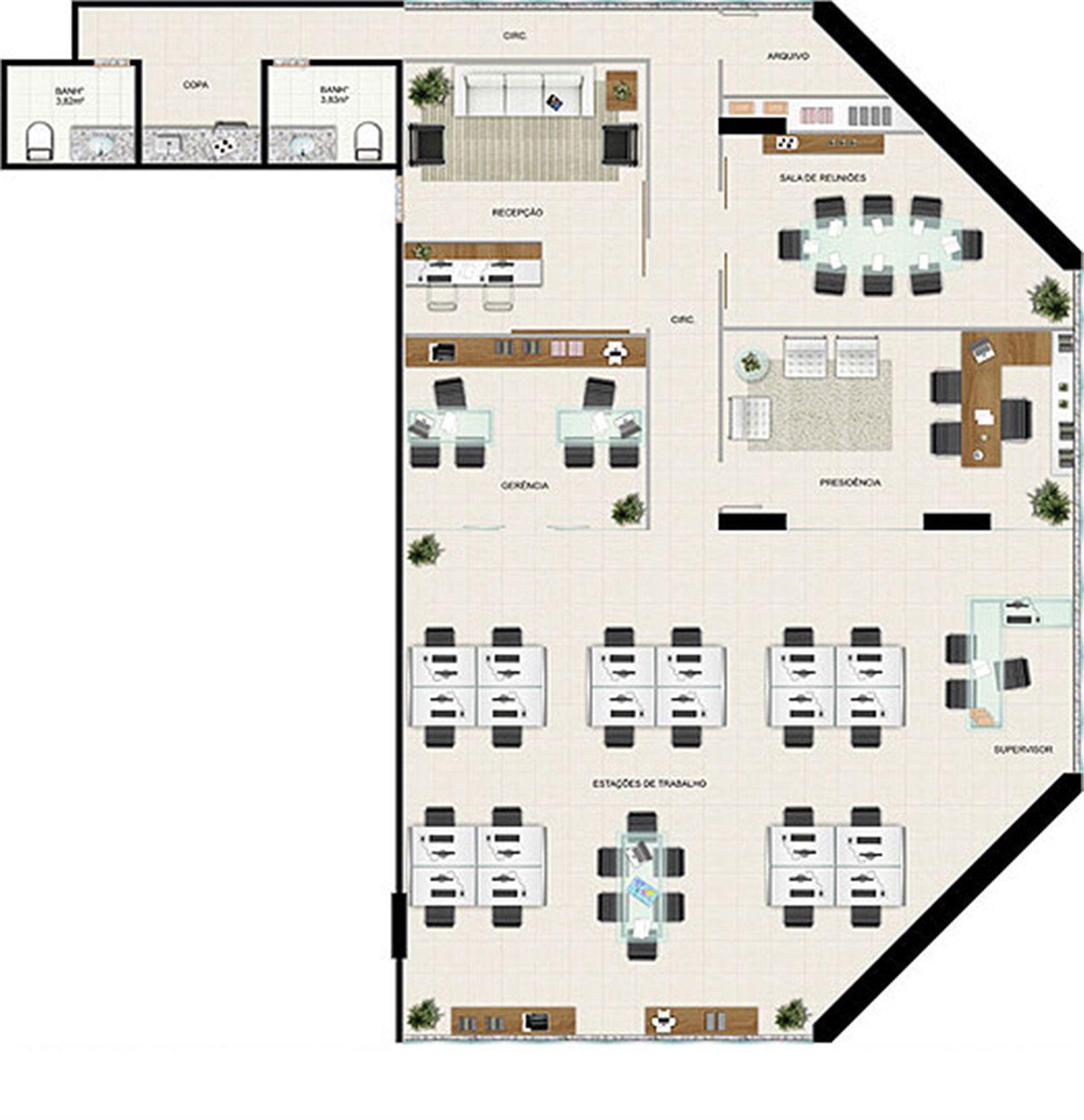 Planta 227,21 m² | América Centro Empresarial – Mata da Praia - Vitória - Espírito Santo Planta 227,21 m² | América Centro Empresarial – Salas Comerciais na Mata da Praia - Vitória - Espírito Santo