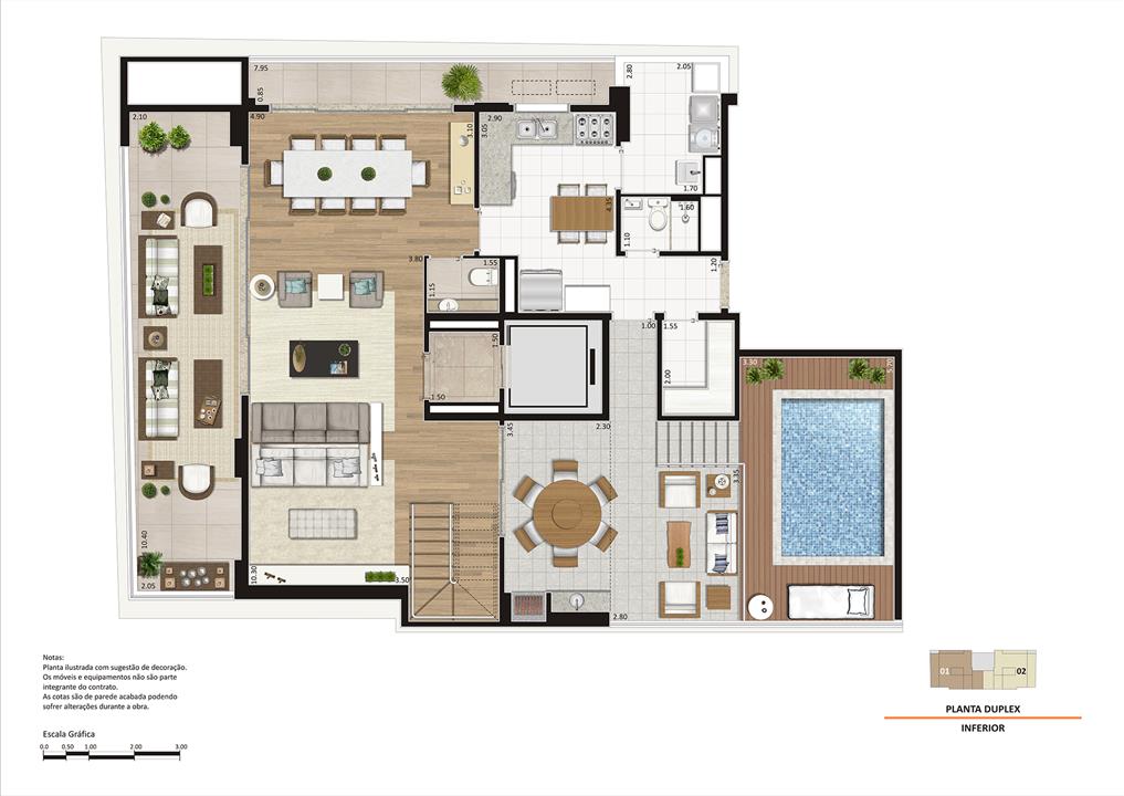 Planta Duplex Piso Inferior | Storia Vila Clementino by Cyrela – Vila Clementino - São Paulo - São Paulo Planta Duplex Piso Inferior | Storia Vila Clementino by Cyrela – Apartamento na Vila Clementino - São Paulo - São Paulo