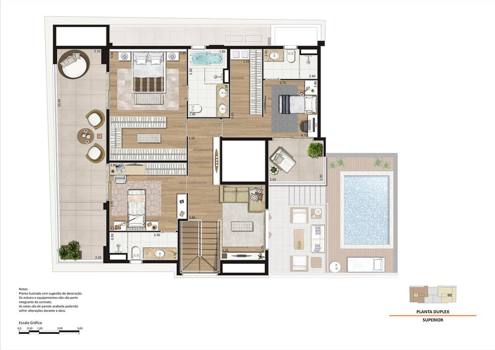 Planta Duplex Piso Superior | Storia Vila Clementino by Cyrela – Vila Clementino - São Paulo - São Paulo Planta Duplex Piso Superior | Storia Vila Clementino by Cyrela – Apartamento na Vila Clementino - São Paulo - São Paulo