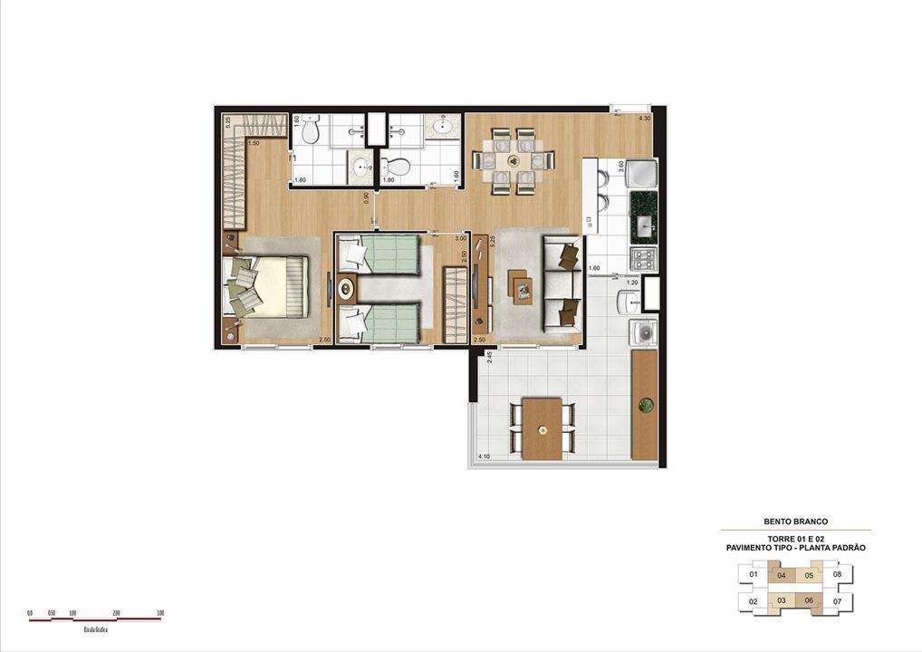 PLANTA 68M² PADRÃO | Panamerica Brickell – Santo Amaro - São Paulo - São Paulo PLANTA 68M² PADRÃO | Panamerica Brickell – Apartamento em Santo Amaro - São Paulo - São Paulo