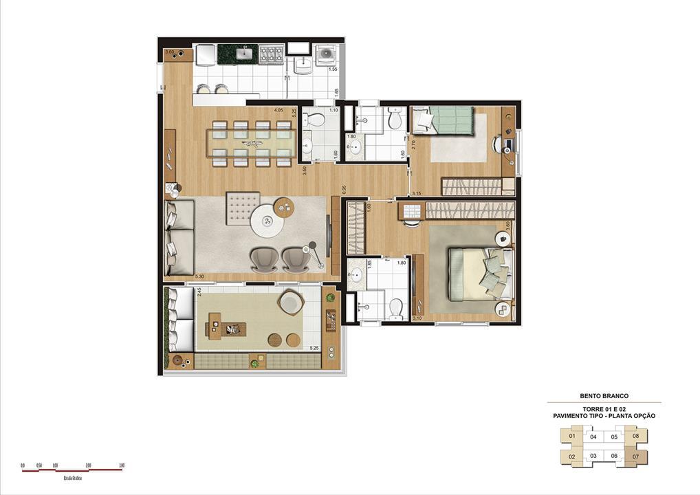 PLANTA 92M² OPÇÃO | Panamerica Brickell – Santo Amaro - São Paulo - São Paulo PLANTA 92M² OPÇÃO | Panamerica Brickell – Apartamento em Santo Amaro - São Paulo - São Paulo