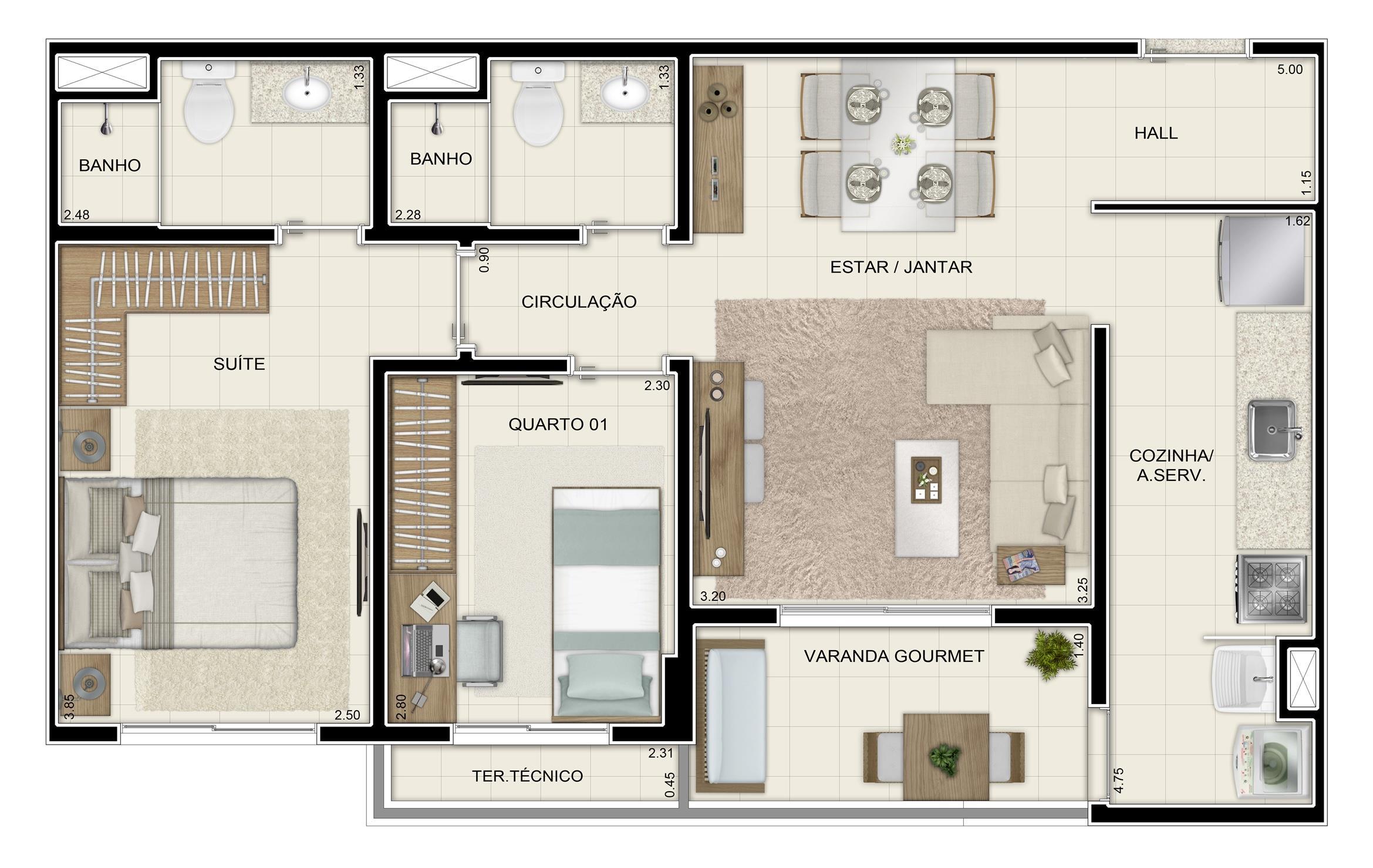 Planta Tipo 63m² | Jardim de Valencia – Parque Verde - Belém - Pará Planta Tipo 63m² | Jardim de Valencia – Apartamento no Parque Verde - Belém - Pará
