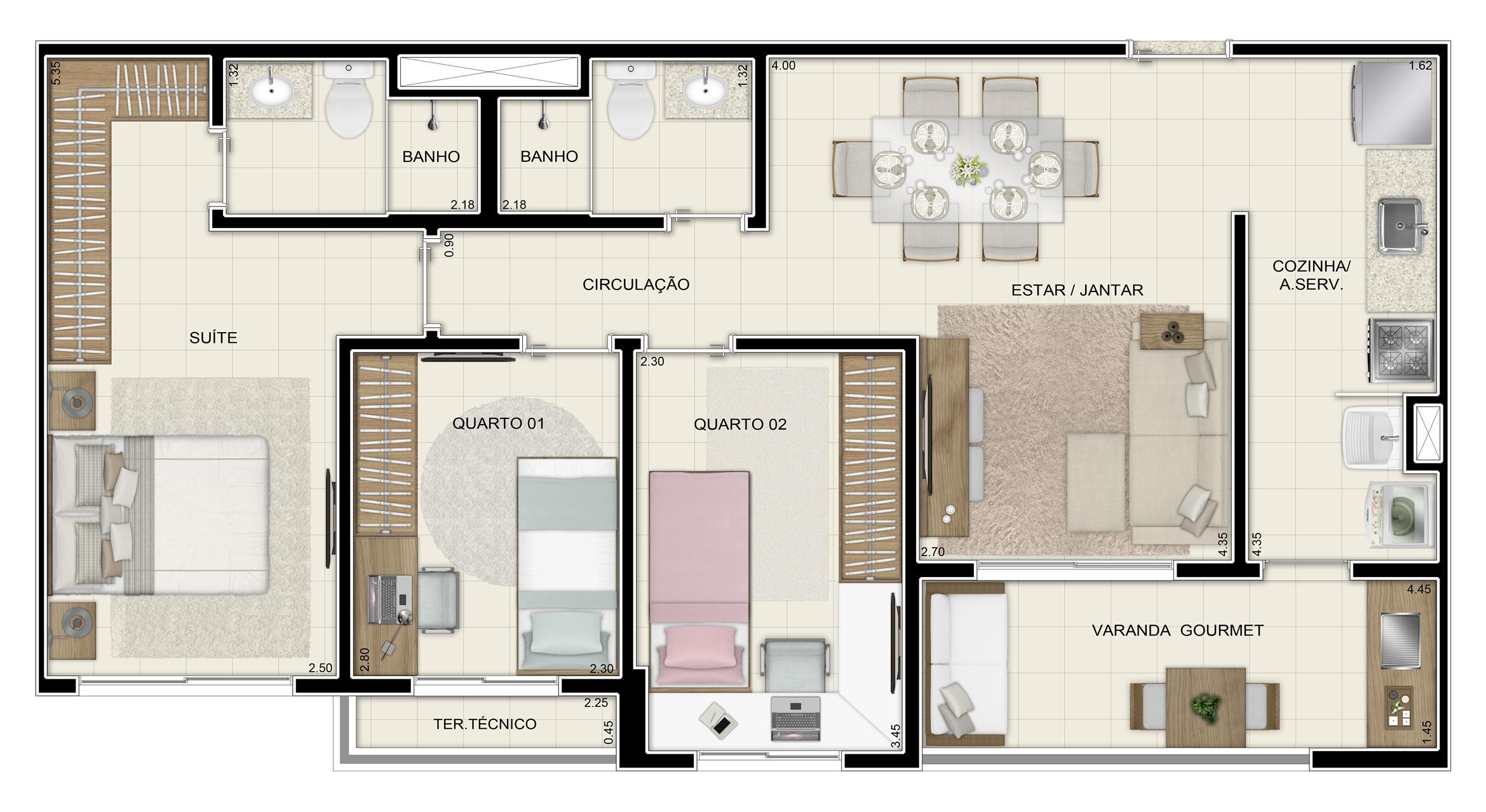 Planta Tipo 75m² | Jardim de Valencia – Apartamento no  Parque Verde - Belém - Pará