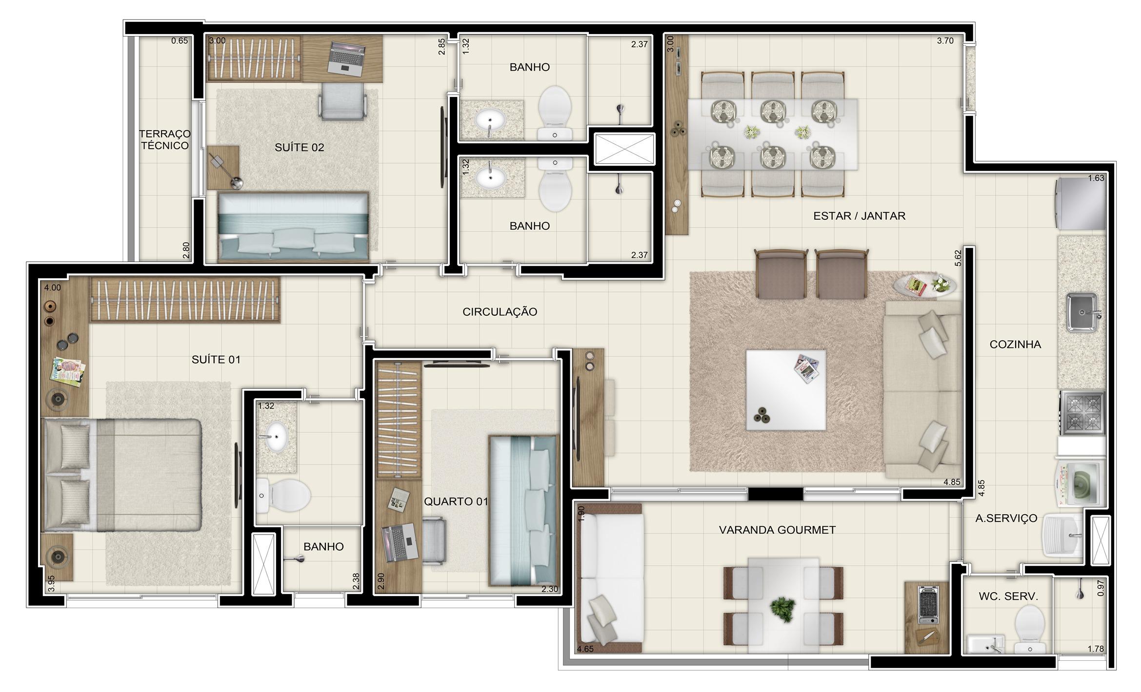 Planta Tipo 96m² opção 02 | Jardim de Valencia – Apartamento no  Parque Verde - Belém - Pará