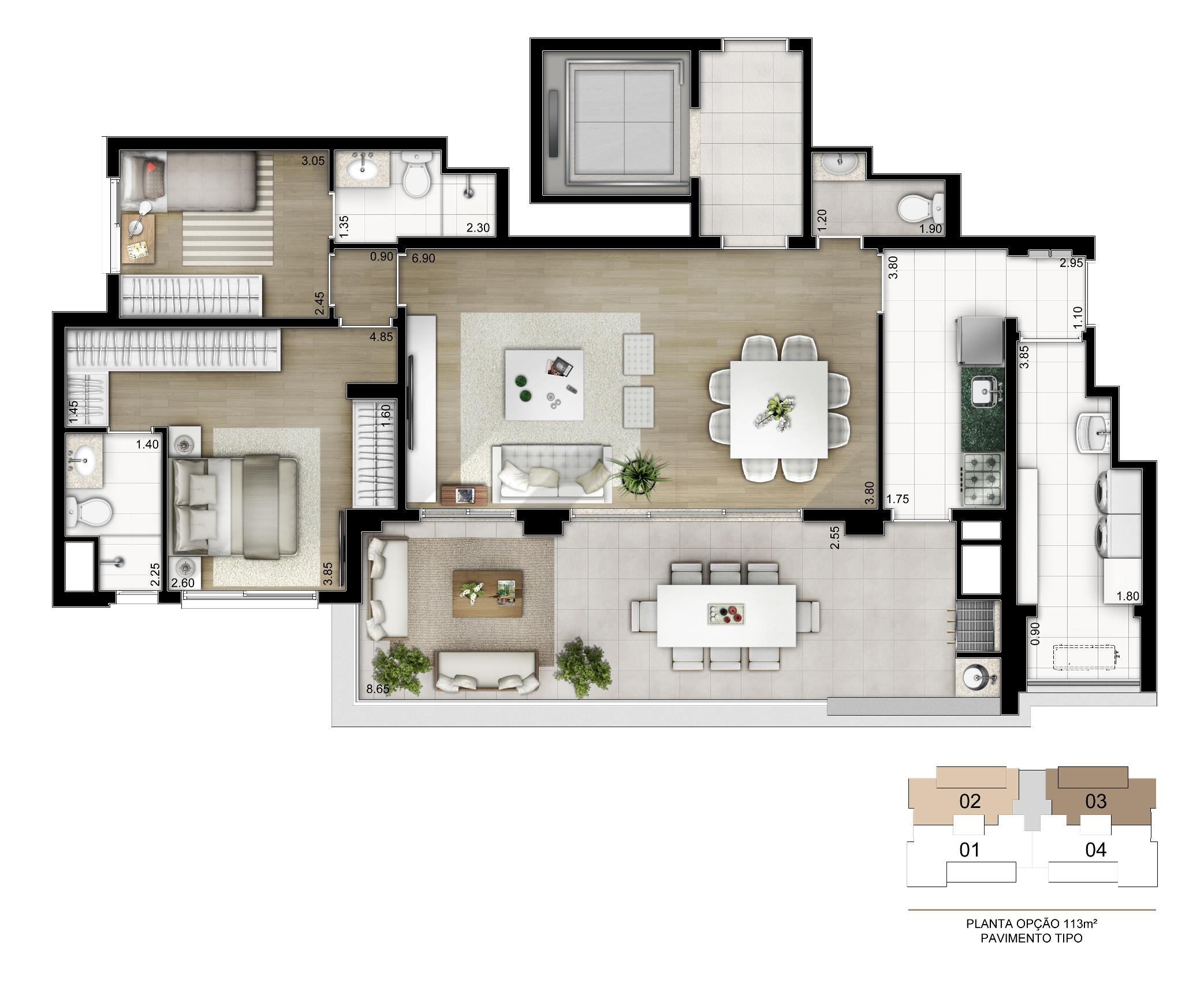 Planta Opção 113 m² 2 suítes com depósito privativo | Cyrela Legacy Vila Mariana – Vila Mariana - São Paulo - São Paulo Planta Opção 113 m² 2 suítes com depósito privativo | Cyrela Legacy Vila Mariana – Apartamento na Vila Mariana - São Paulo - São Paulo