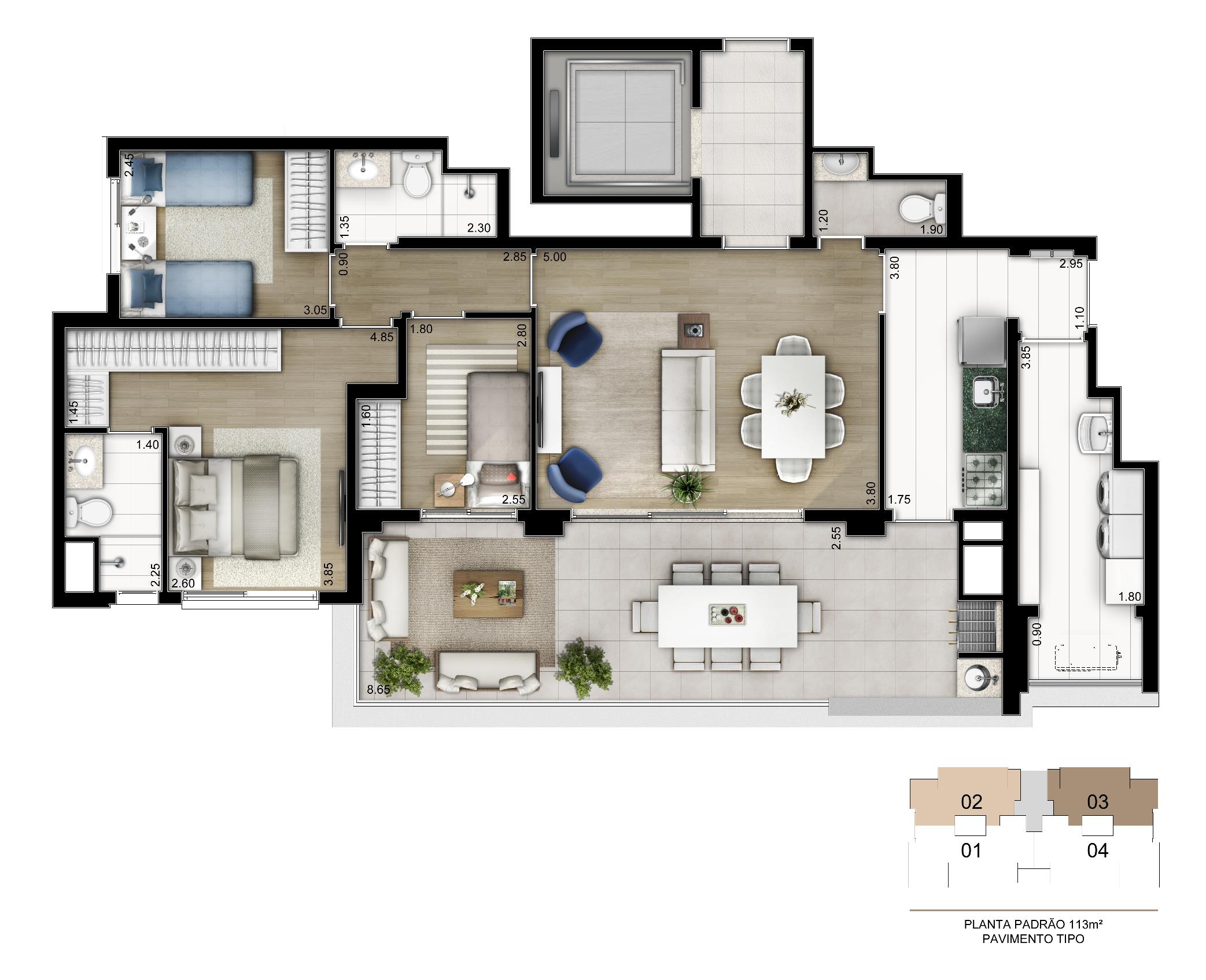 Planta Tipo 113 m² 3 dorms. (1 suíte) com depósito privativo | Cyrela Legacy Vila Mariana – Vila Mariana - São Paulo - São Paulo Planta Tipo 113 m² 3 dorms. (1 suíte) com depósito privativo | Cyrela Legacy Vila Mariana – Apartamento na Vila Mariana - São Paulo - São Paulo