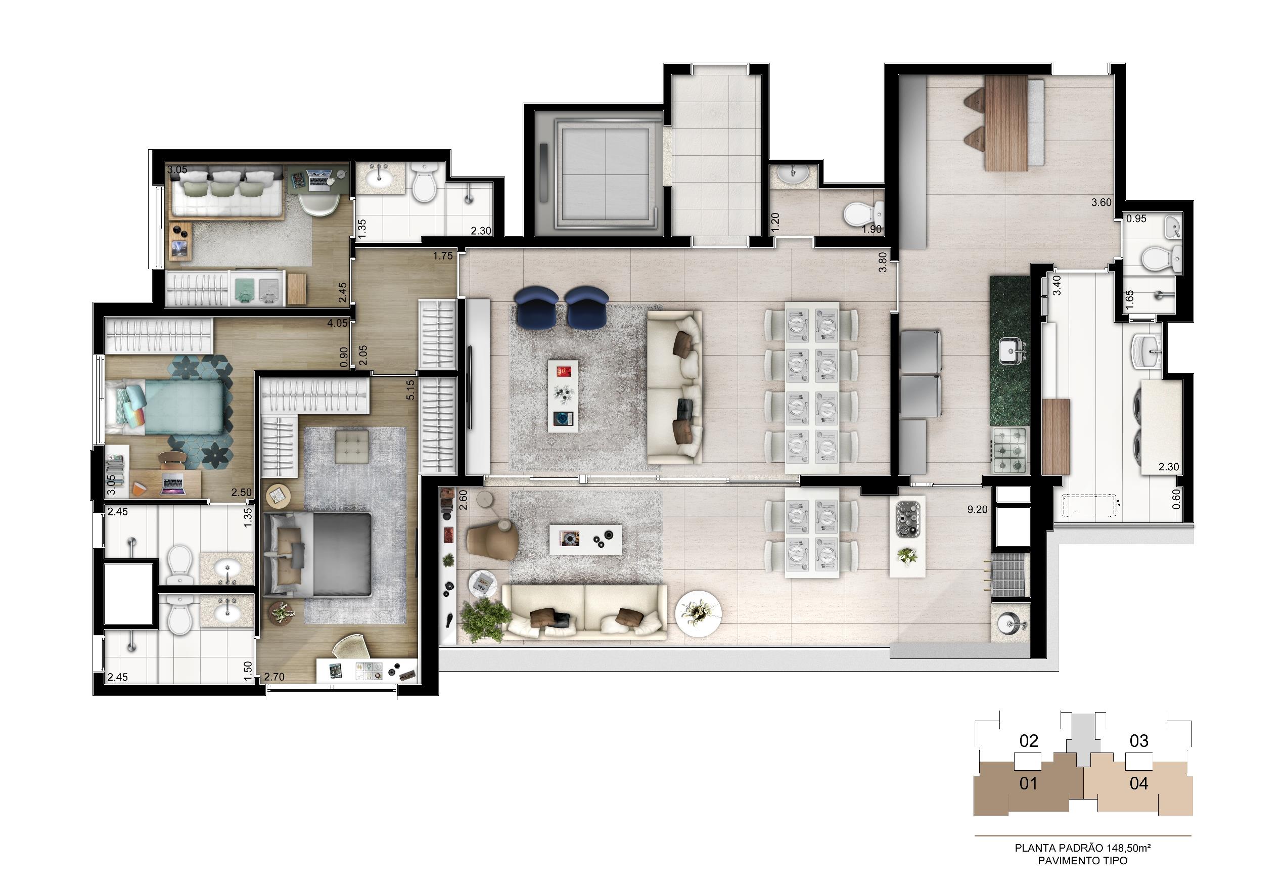 Planta Tipo 149 m² 3 suítes com depósito privativo | Cyrela Legacy Vila Mariana – Vila Mariana - São Paulo - São Paulo Planta Tipo 149 m² 3 suítes com depósito privativo | Cyrela Legacy Vila Mariana – Apartamento na Vila Mariana - São Paulo - São Paulo