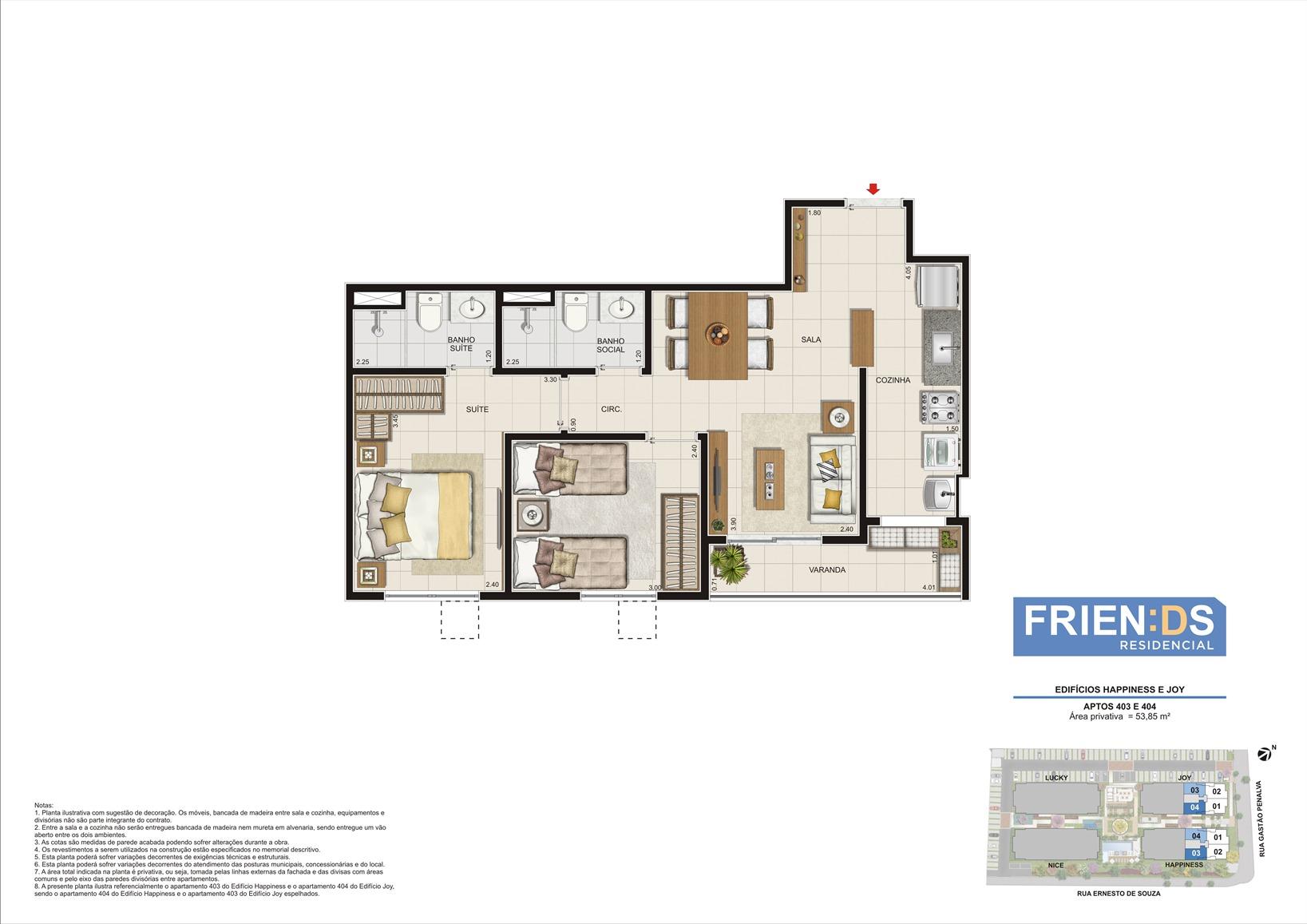 Edifícios Happiness e Joy. Apartamentos 403 e 404. Área privativa de 53,85m2 | Friends Residencial – Apartamento no  Andaraí - Rio de Janeiro - Rio de Janeiro