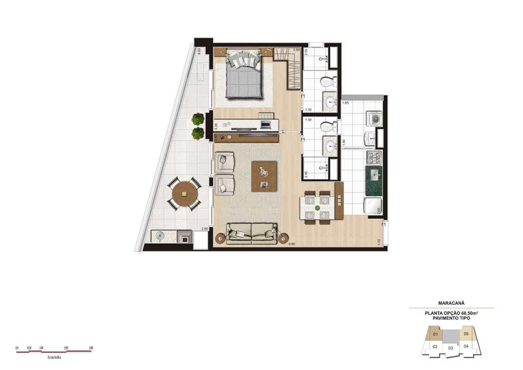 Planta opção 68m² - Finais 1 e 5 | Cyrela 2014 The Year Edition – Alto da Lapa - São Paulo - São Paulo Planta opção 68m² - Finais 1 e 5 | Cyrela 2014 The Year Edition – Apartamento no Alto da Lapa - São Paulo - São Paulo