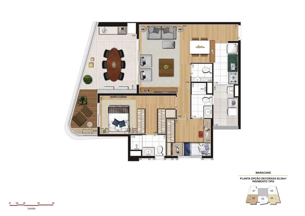 Planta opção 92m² | Cyrela 2014 The Year Edition – Alto da Lapa - São Paulo - São Paulo Planta opção 92m² | Cyrela 2014 The Year Edition – Apartamento no Alto da Lapa - São Paulo - São Paulo