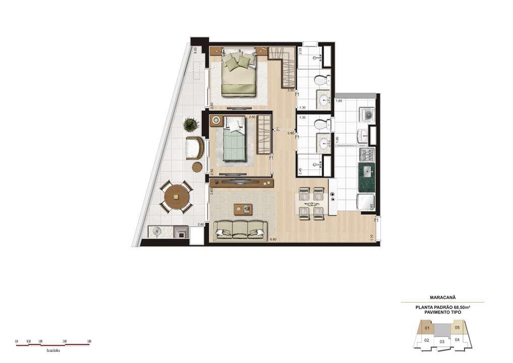 Planta tipo 68m² - Finais 1 e 5 | Cyrela 2014 The Year Edition – Alto da Lapa - São Paulo - São Paulo Planta tipo 68m² - Finais 1 e 5 | Cyrela 2014 The Year Edition – Apartamento no Alto da Lapa - São Paulo - São Paulo