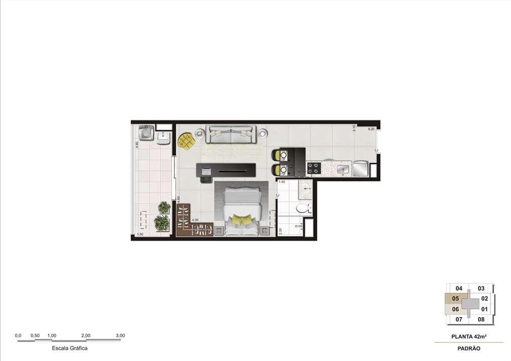 Planta do apartamento de 42m² | Cyrela InSPired in São Paulo – Consolação - São Paulo - São Paulo Planta do apartamento de 42m² | Cyrela InSPired in São Paulo – Apartamento na Consolação - São Paulo - São Paulo