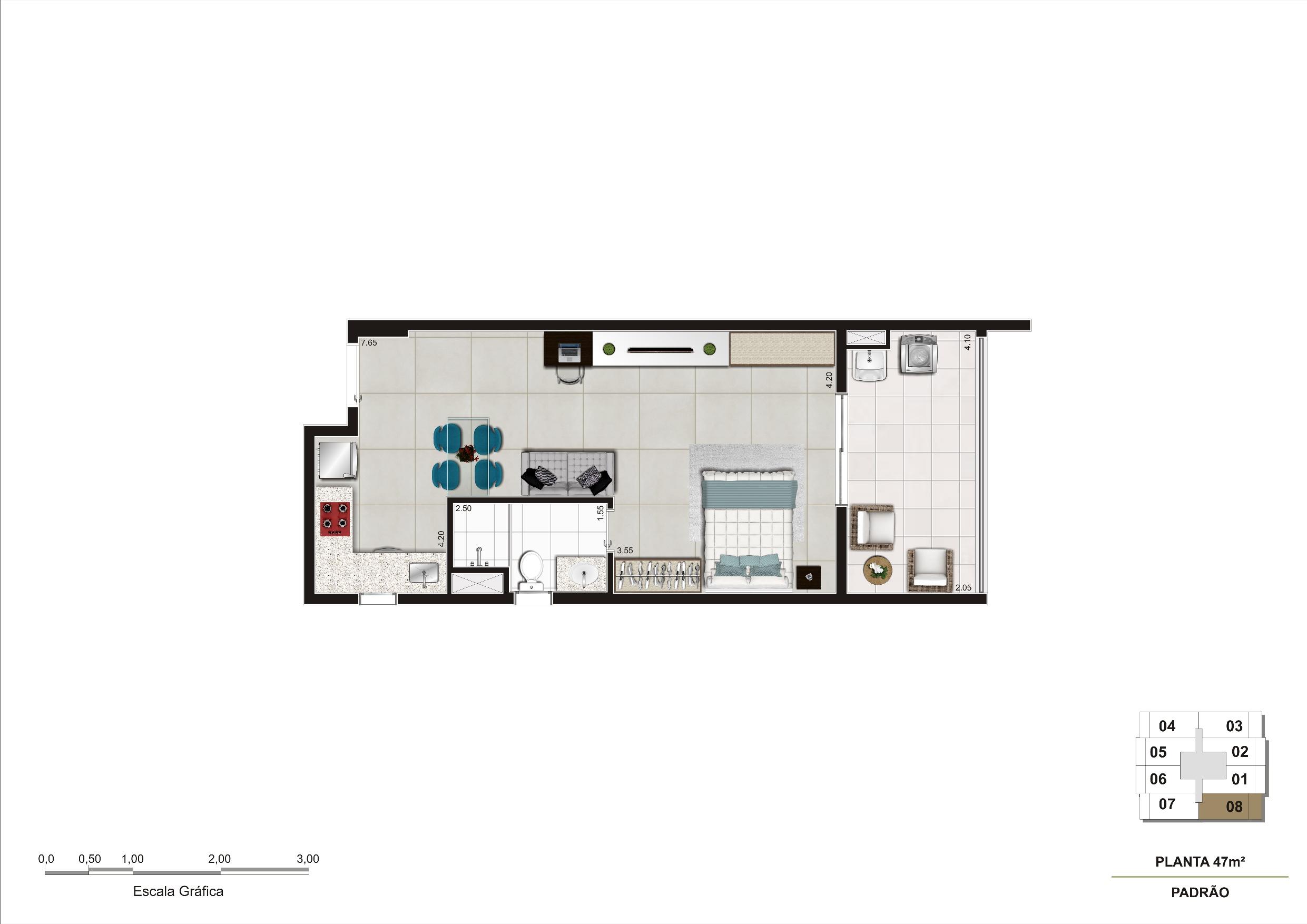 Planta do apartamento de 47m². | Cyrela InSPired in São Paulo – Apartamento na  Consolação - São Paulo - São Paulo