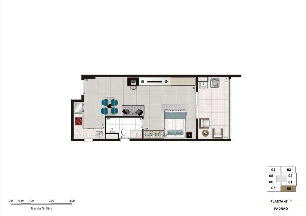 Planta do apartamento de 47m². | Cyrela InSPired in São Paulo – Consolação - São Paulo - São Paulo Planta do apartamento de 47m². | Cyrela InSPired in São Paulo – Apartamento na Consolação - São Paulo - São Paulo