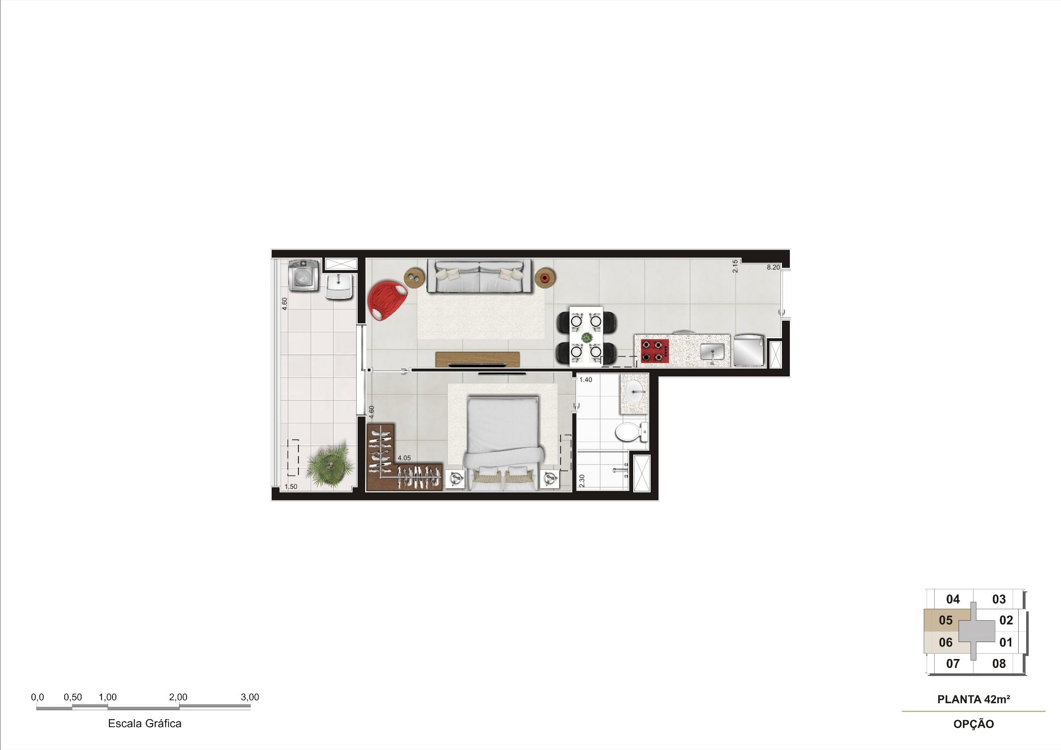 Planta Opção do apartamento de 42m² | Cyrela InSPired in São Paulo – Apartamento na  Consolação - São Paulo - São Paulo