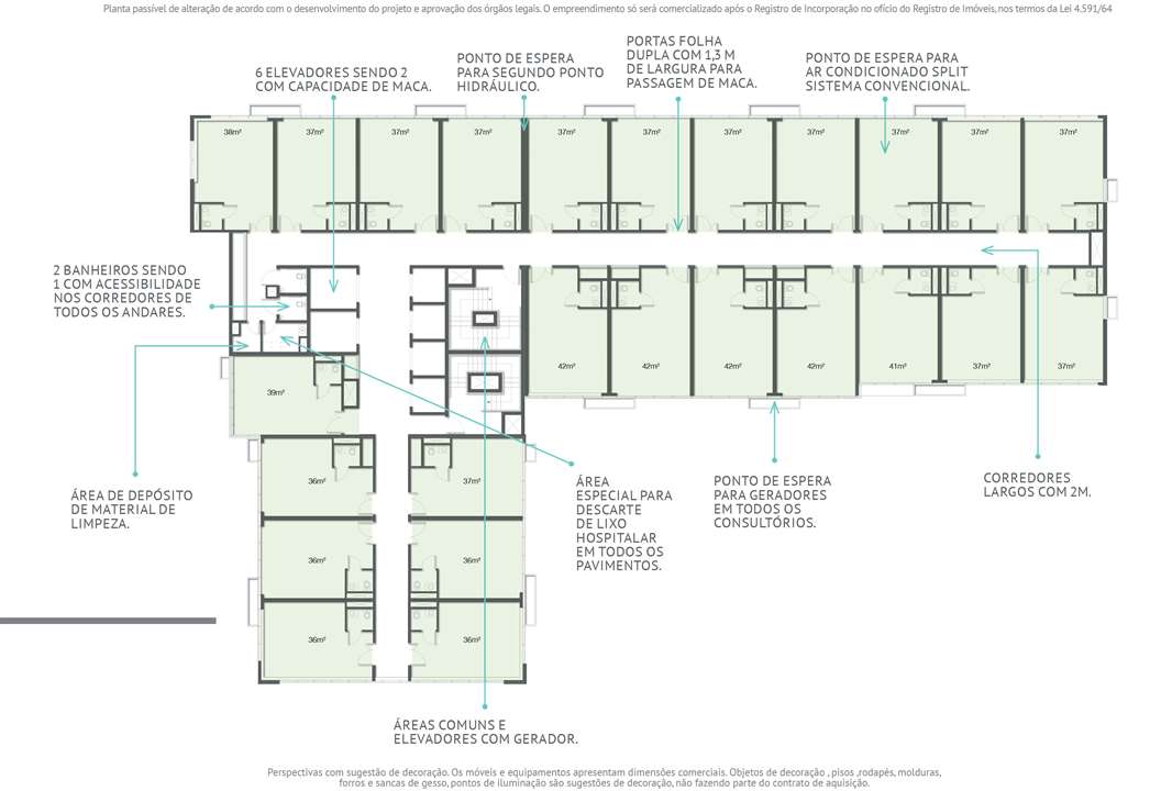 Pavimento Tipo | MEDPLEX - Torre Sul – Centro do Eixo Hospitalar - Porto Alegre - Rio Grande do Sul Pavimento Tipo | MEDPLEX - Torre Sul – Salas Comerciais no Centro do Eixo Hospitalar - Porto Alegre - Rio Grande do Sul